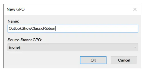 Screenshot of naming a new GPO