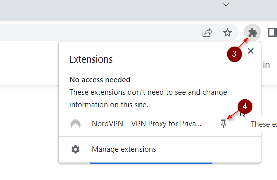 Screenshot showing how to unhide extension on Google Chrome