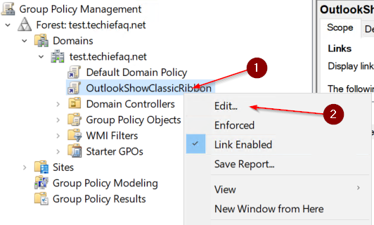 Screenshot instructions for editing a group policy