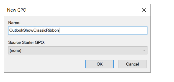 Screenshot of naming a new GPO