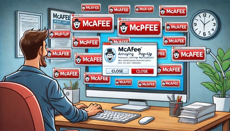 screen showing mcafee pop ups