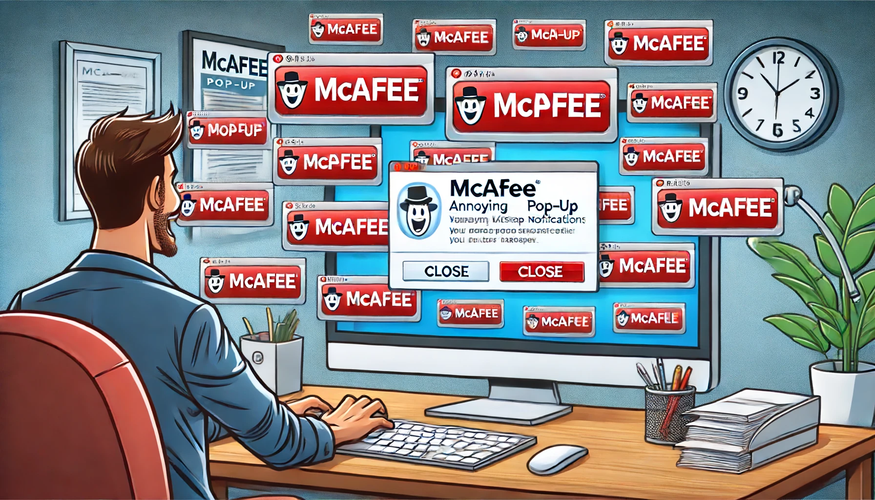 screen showing mcafee pop ups